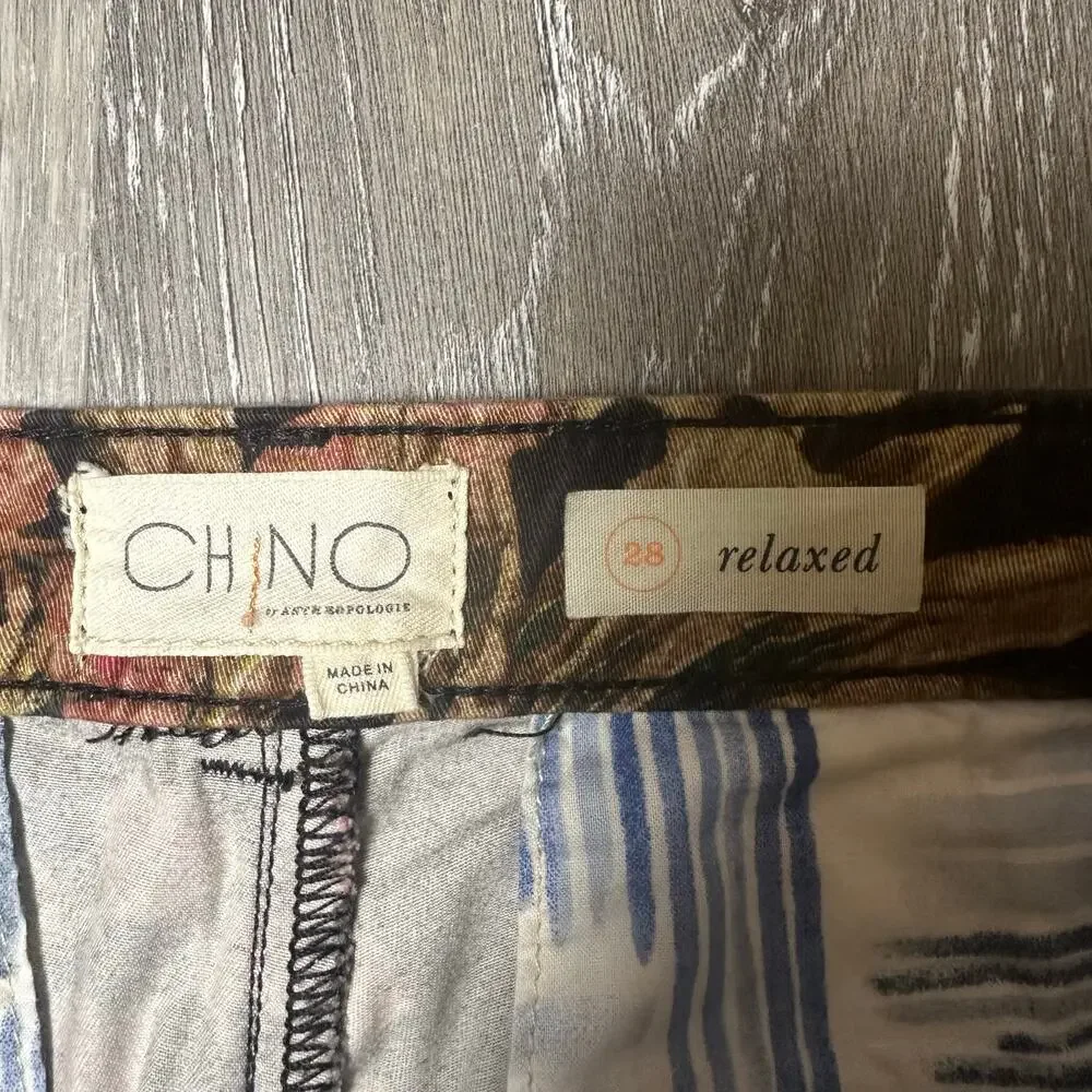 Anthropologie Relaxed Chino Pants Botanical Floral Print